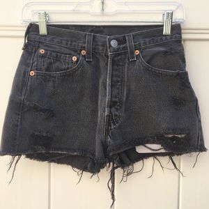 Vintage Black Distressed Women Shorts
